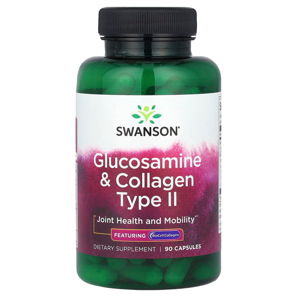 Swanson, Глюкозамин и коллаген типа II, 90 капсул
