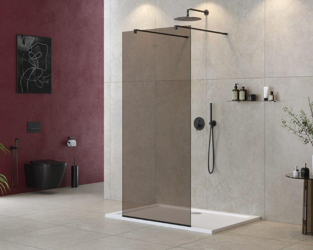 Душевая перегородка Cezares LIBERTA-L-2-100-120-BR-NERO чёрный профиль, стекло бронза