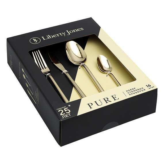 Набор столовых приборов pure, золотистые глянцевые, 16 пред.