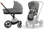 Коляска 3 в 1 Cybex Priam IV Chrome Brown complete и автокресло Cloud T i-Size Platinum White Plus Mirage Grey