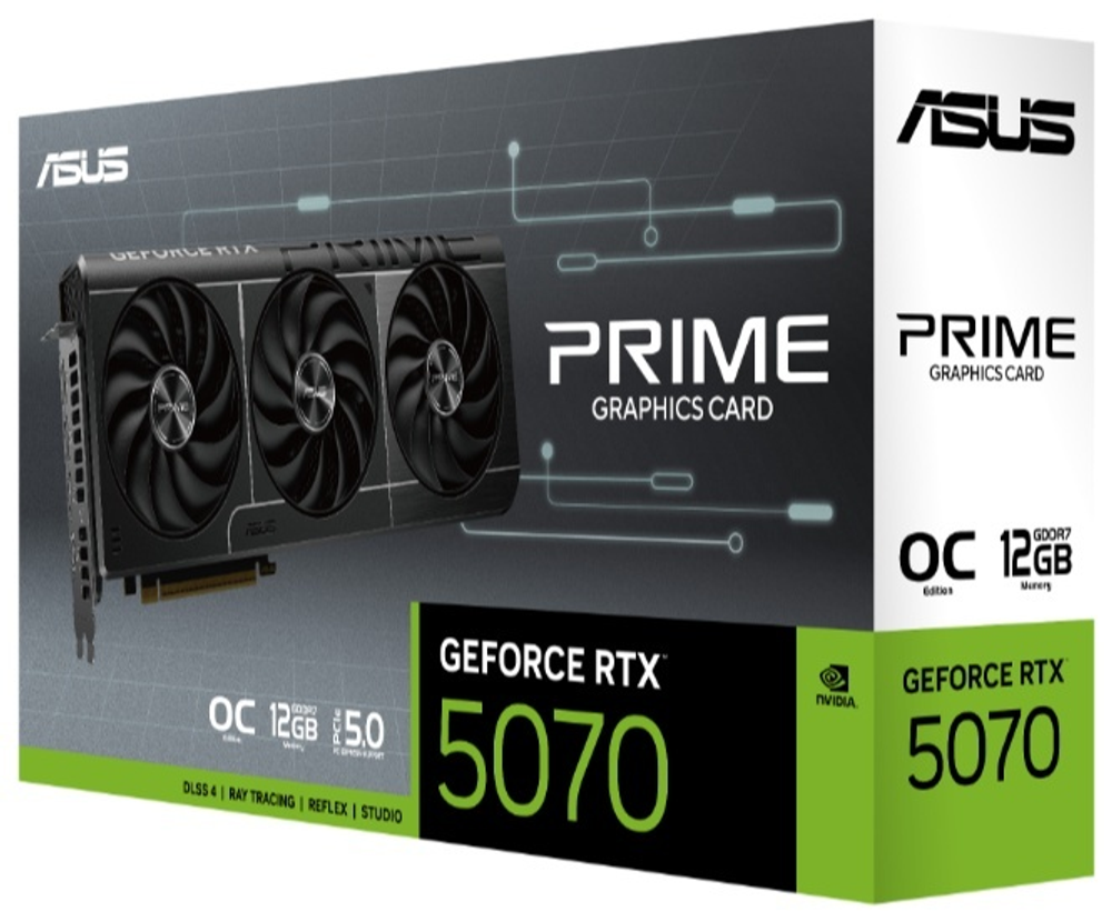 Видеокарта ASUS Видеокарта ASUS GeForce PRIME-RTX5070-O12G GDDR7 12GB 192-bit 1xHDMI 3xDP 12 Гб