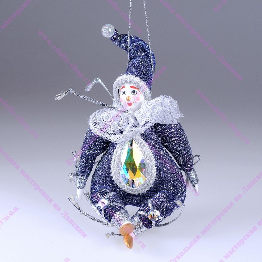 Ёлочная игрушка Гном-Самоцвет парчовый