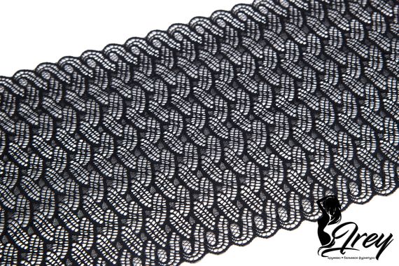 1352 Кружево эластичное 18,5 см, Италия, черный 170