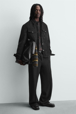 ZARA СУМКА-ШОПЕР С ТИСНЕНИЕМ ПОД КОЖУ КРОКОДИЛА, ЧЕРНЫЙ