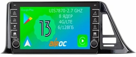 Магнитола для Toyota C-HR 2016-2022 (левый руль, взамен 230х130мм) - Airoc AB-1124 (кнопки и крутилки), Android 13, TS20, 6/128Гб, SIM-слот, CarPlay