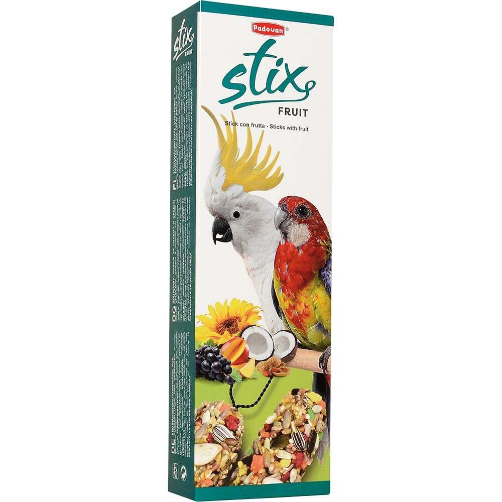 Лакомство Padovan STIX parrots для крупных попугаев палочки фруктовые 150 г