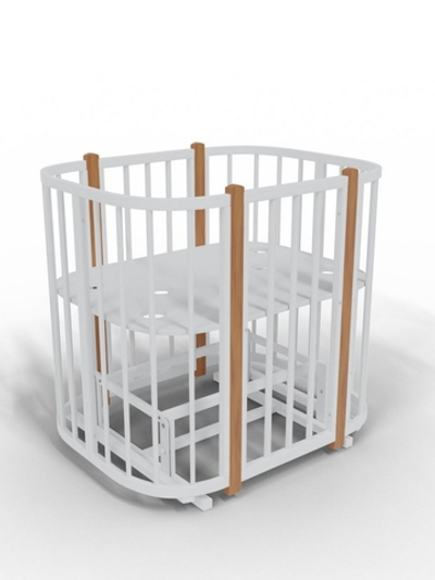 Кроватка трансформер Nuvola Lux 5 в 1 на маятнике, цвет белый/бук