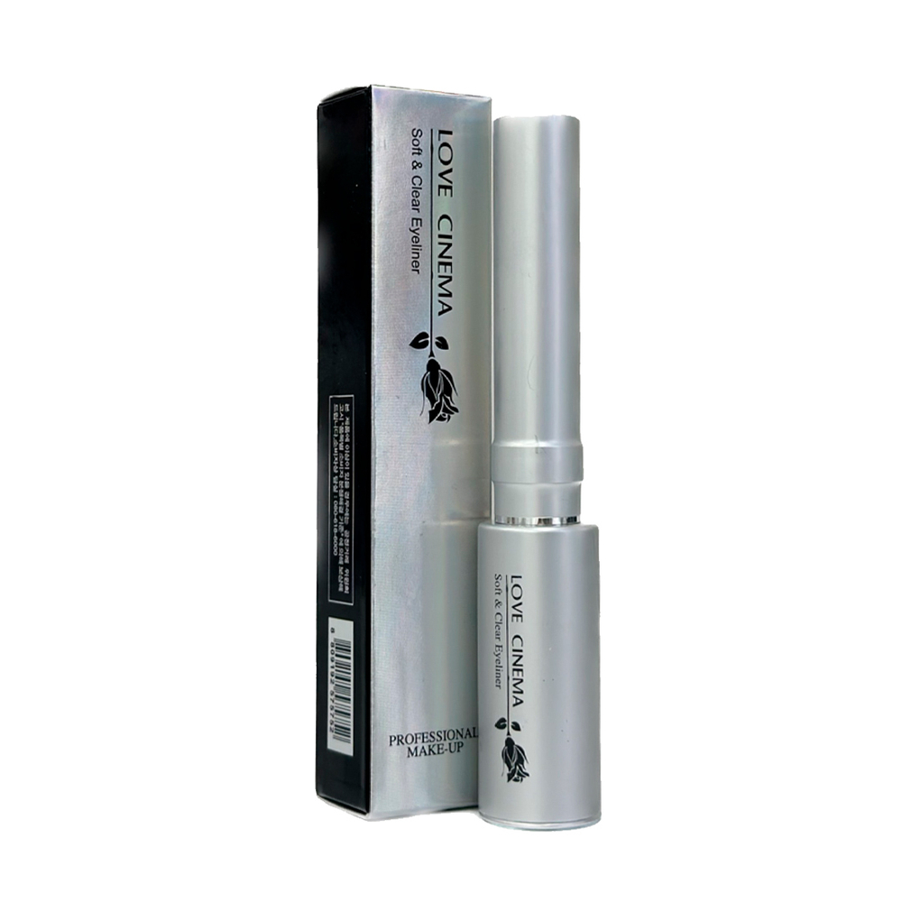 Подводка для век жидкая с кисточкой Love cinema Soft&Clear eyeliner цвет черный (silver black) 7 мл