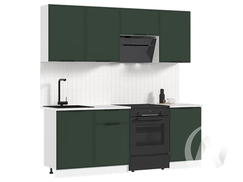 Кухня Николь 2;1м (белый/холст темно-зеленый/антарес)