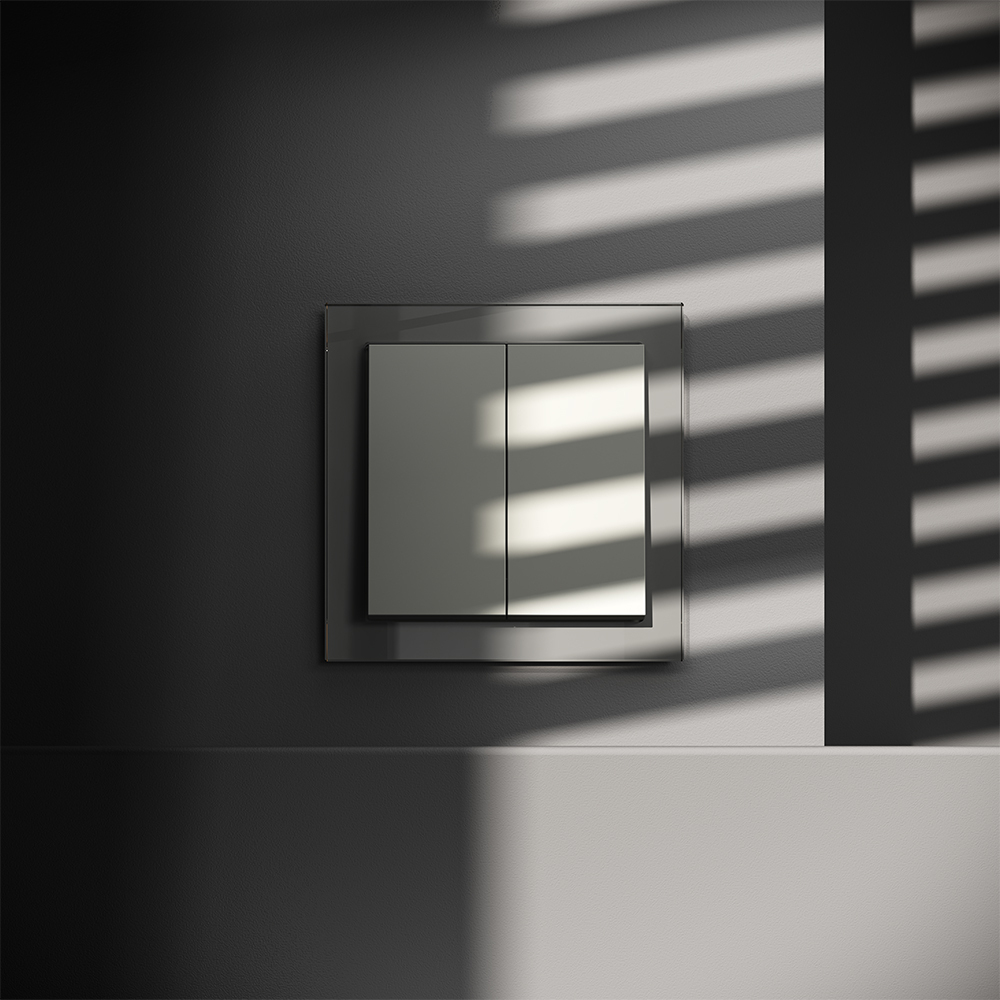 Выключатель встраиваемый VOLTUM S70 двухклавишный 10А, (сталь)