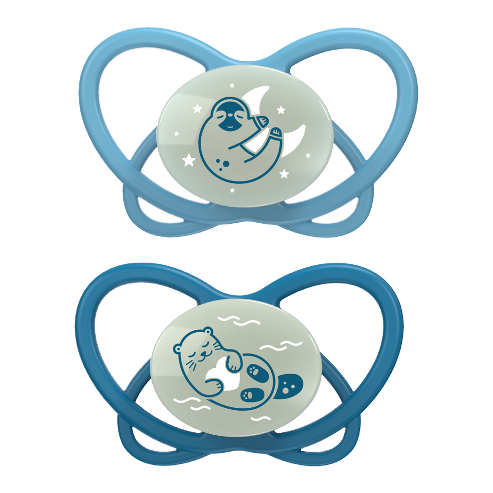 NIP Соска пустышка, силикон "Butterfly Night ", синий, размер 2 (6+)