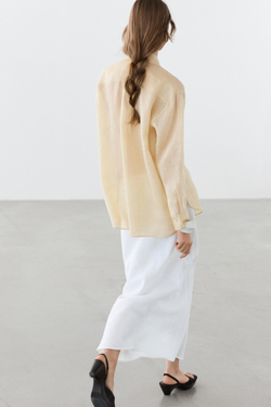 Massimo Dutti Рубашка из 100% струящейся ткани рами, бежевый