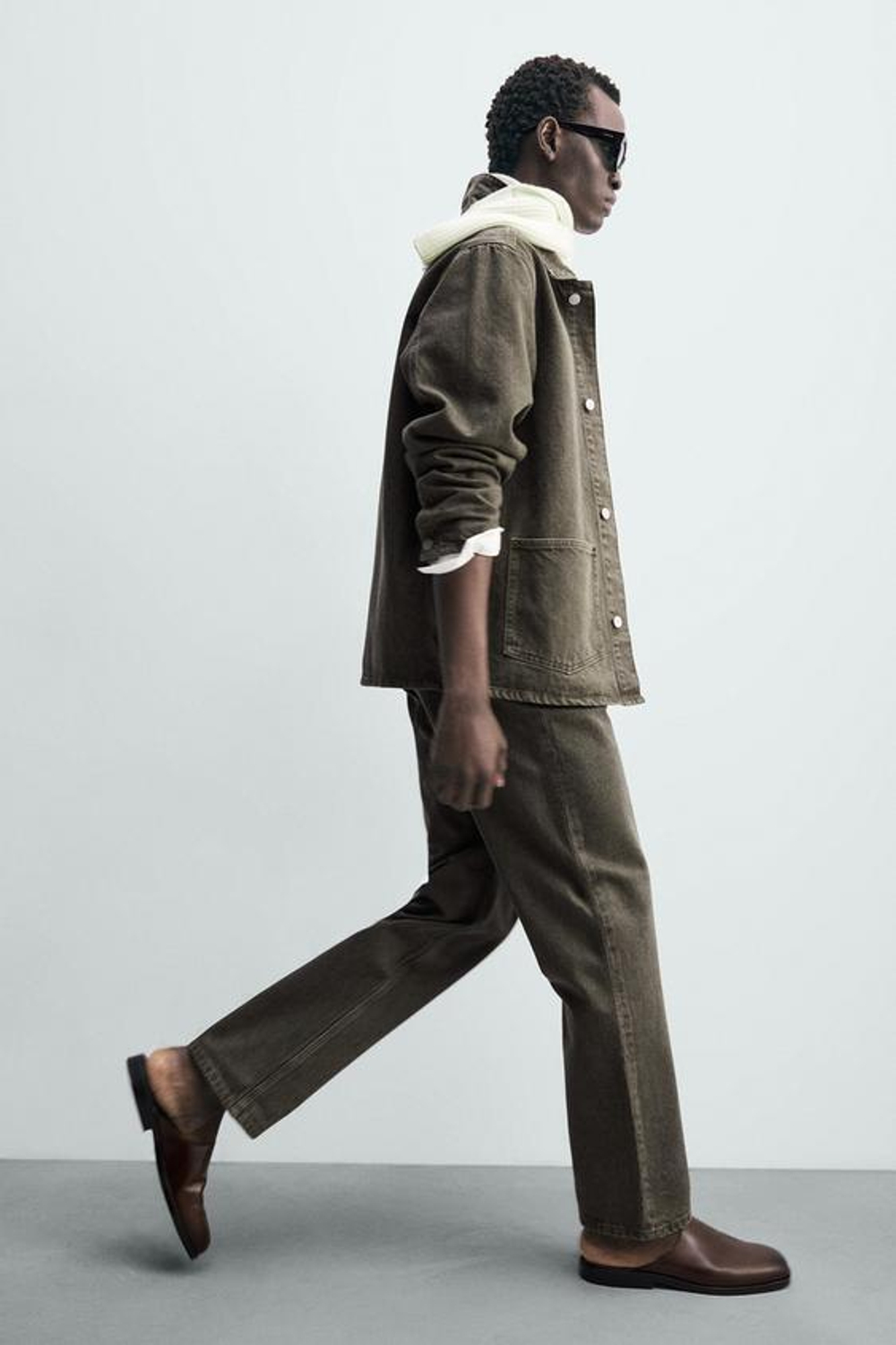 ZARA ДЖИНСЫ STRAIGHT FIT, ТЕМНЫЙ ХАКИ