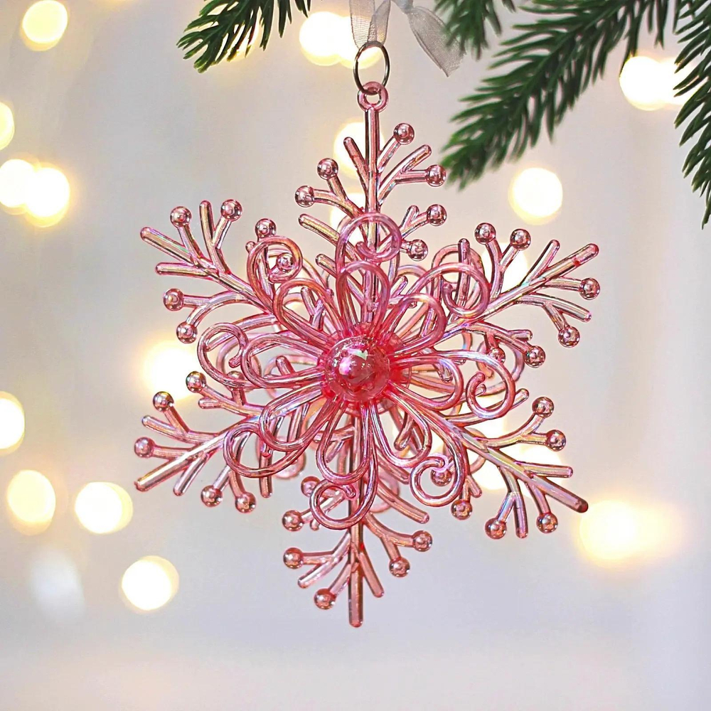 Подвеска «Волшебство зимы» 13*13 см, Розовый