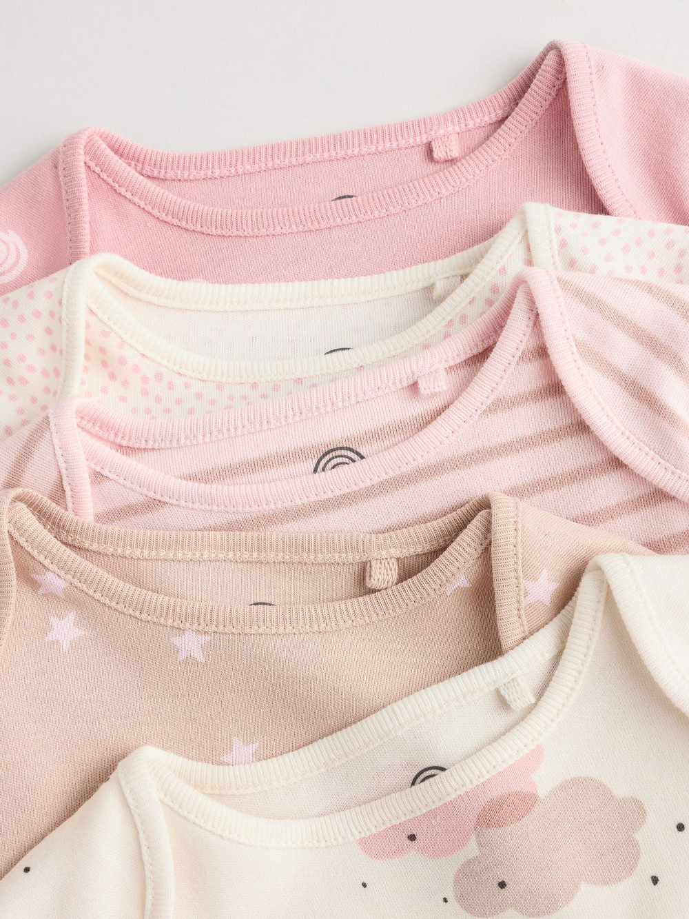 Боди с длинным рукавом для малышей Next AN5-522, 5 шт., Розовый, Бежевый