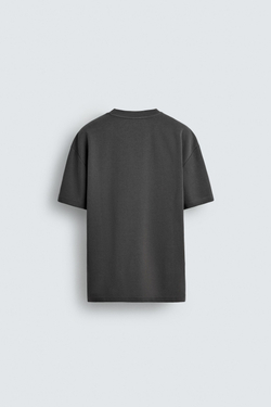 ZARA ФУТБОЛКА RELAXED FIT INTERLOCK, АНТРАЦИТОВЫЙ