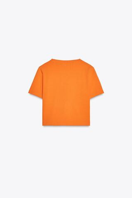 ZARA УКОРОЧЕННАЯ ФУТБОЛКА ИЗ ЭЛАСТИЧНОЙ ТКАНИ, ОРАНЖЕВЫЙ