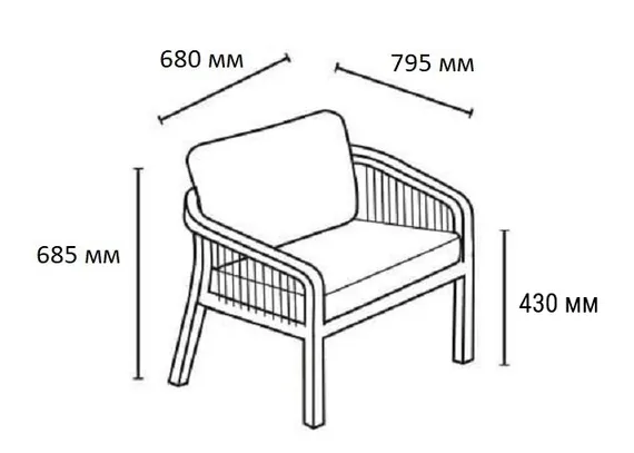 Уличное лаунж-кресло Ravona KD из массива акации