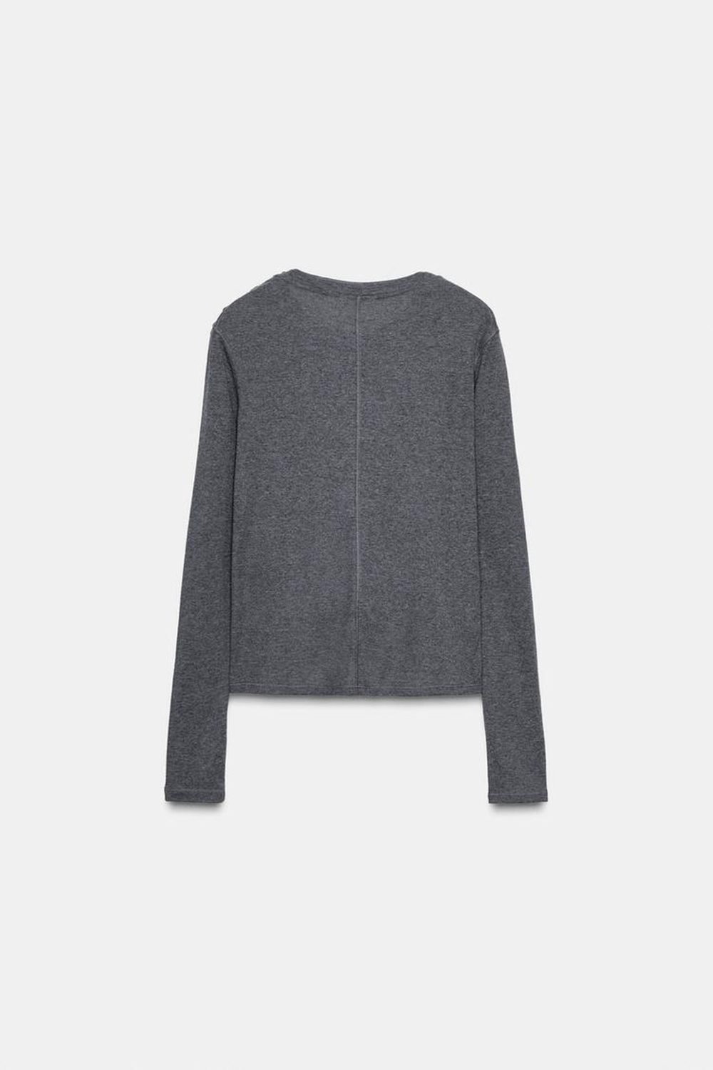 ZARA ФУТБОЛКА С ЦВЕТАМИ СПЕРЕДИ, ТЕМНО-СЕРЫЙ