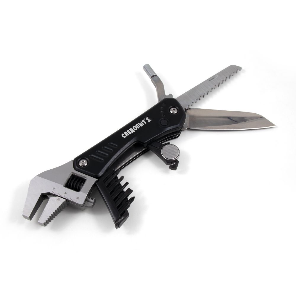 Мультитул (гаечный ключ) &quot;СЛЕДОПЫТ-URBAN&quot;, 160х40х18 мм, 7 предметов, с набором бит, в чехле, в коро