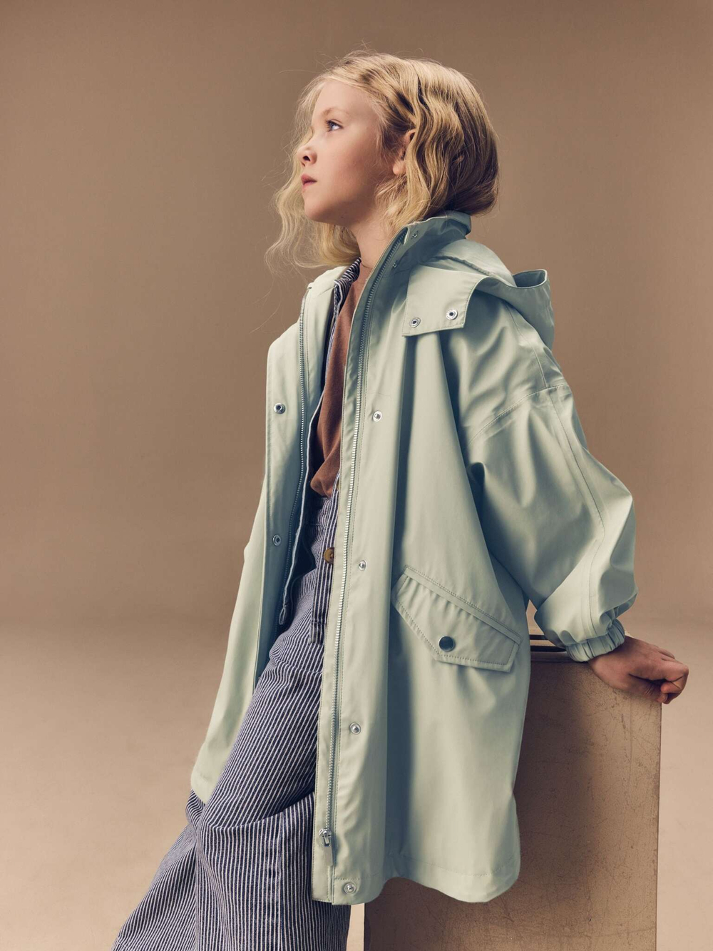 Плащ с капюшоном для девочки Next AD5-941, Мятный