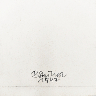 [Ню] Штайнер Роберт. Обнаженная с закинутыми за голову руками. Двусторонний рисунок. Карандаш. 1947