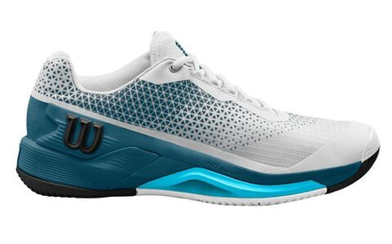 Мужские кроссовки теннисные Wilson Rush Pro 4.0 Clay M - white/blue coral/blue atoll