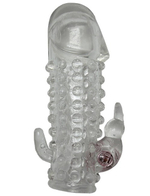 Прозрачная стимулирующая насадка на пенис с вибро-пулькой (Цвет: прозрачный)