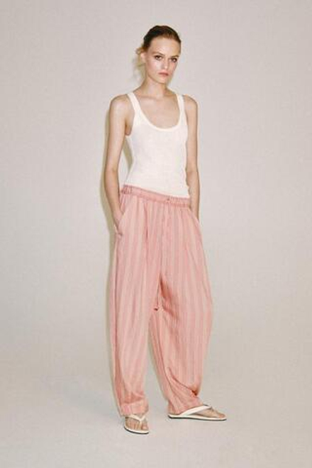 ZARA БРЮКИ-БАЛЛОНЫ В ПОЛОСКУ — ZW COLLECTION, РОЗОВЫЙ/БЕЛЫЙ