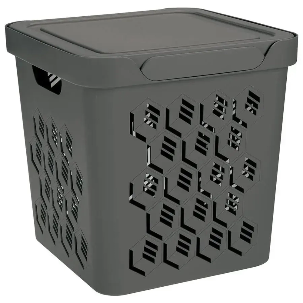 Ящик с крышкой универсальный deluxe, 286х286 мм, 18л (серый)