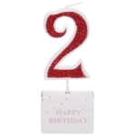 Свеча для торта Цифра Иллюзия «2» 9.5 см, красный