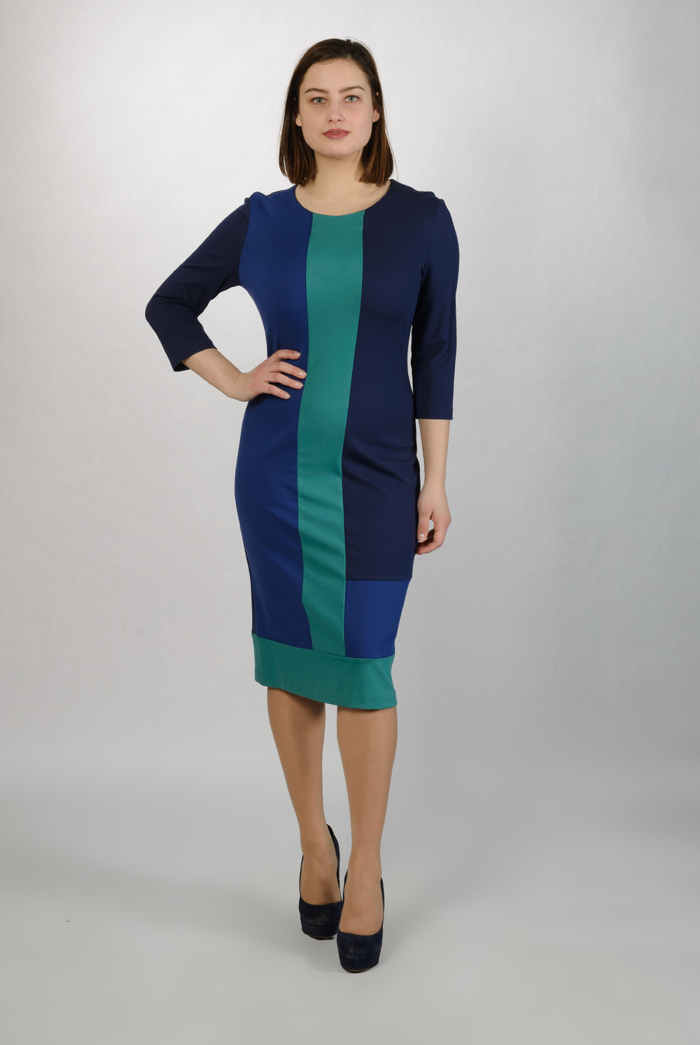 Трикотажное платье 1663ЮП, темно-синий #234ТС051663ЮП