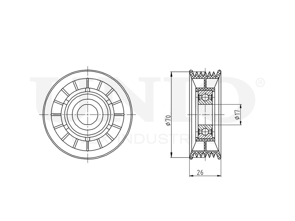 Ролик натяжной приводного ремня UNIO TNS-10109