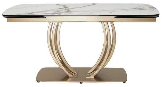 Стол MALTA 160 KL-188 Контрастный мрамор матовый, итальянская керамика/ каркас цвета шампань