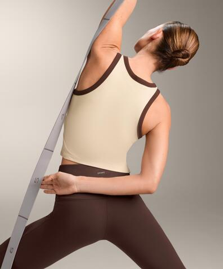 Oysho Удлиненный Tank top в рубчик из смесового модала, ванильный