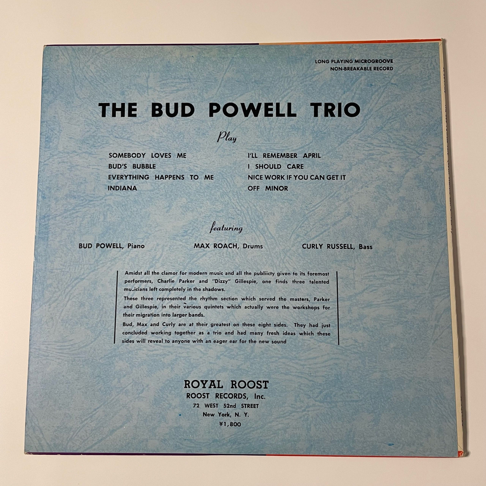 Винтажная виниловая пластинка LP The Bud Powell Trio (Япония 1973) (Без Оби)