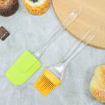 Набор кухонных принадлежностей силиконовый с акриловыми ручками: лопатка+кисточка, 24*5см/20.5*4.9см