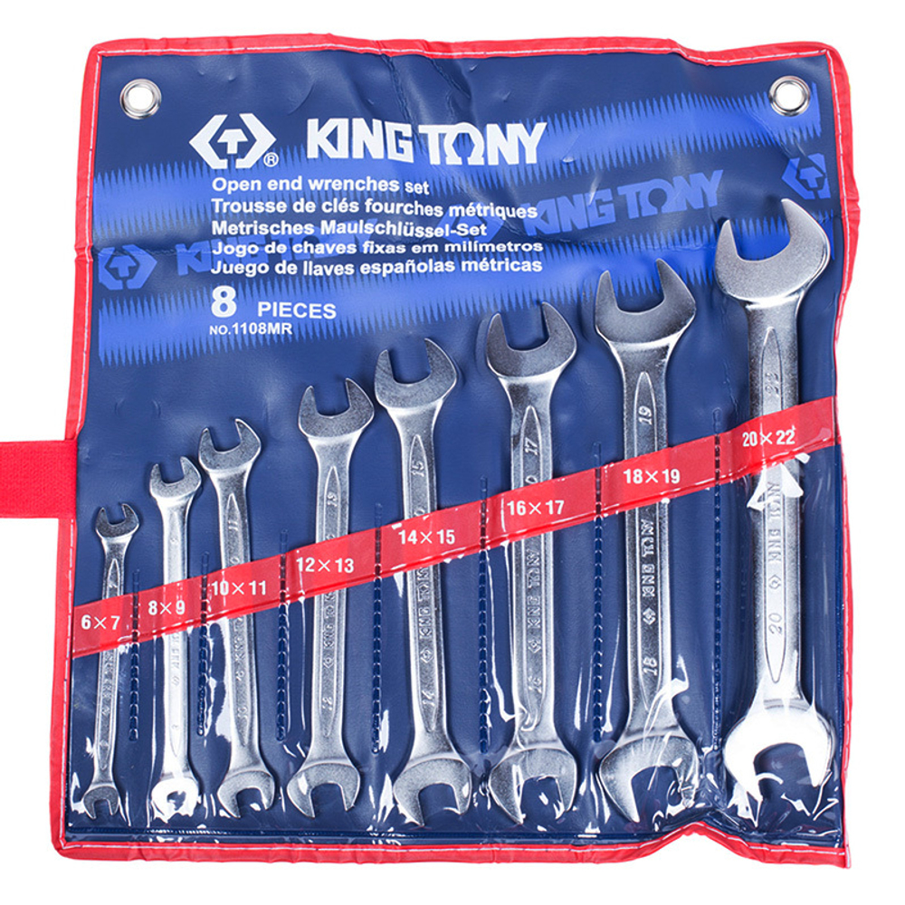 KINGTONY (1108MR) Набор рожковых ключей, 6-22 мм, 8 предметов