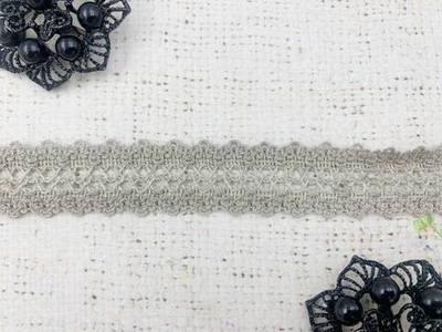 Кружево хлопковое/Тесьма вязаная, рис. 21с2595 6655, ш. 2,3 см, пр-во Беларусь, бежево-серый