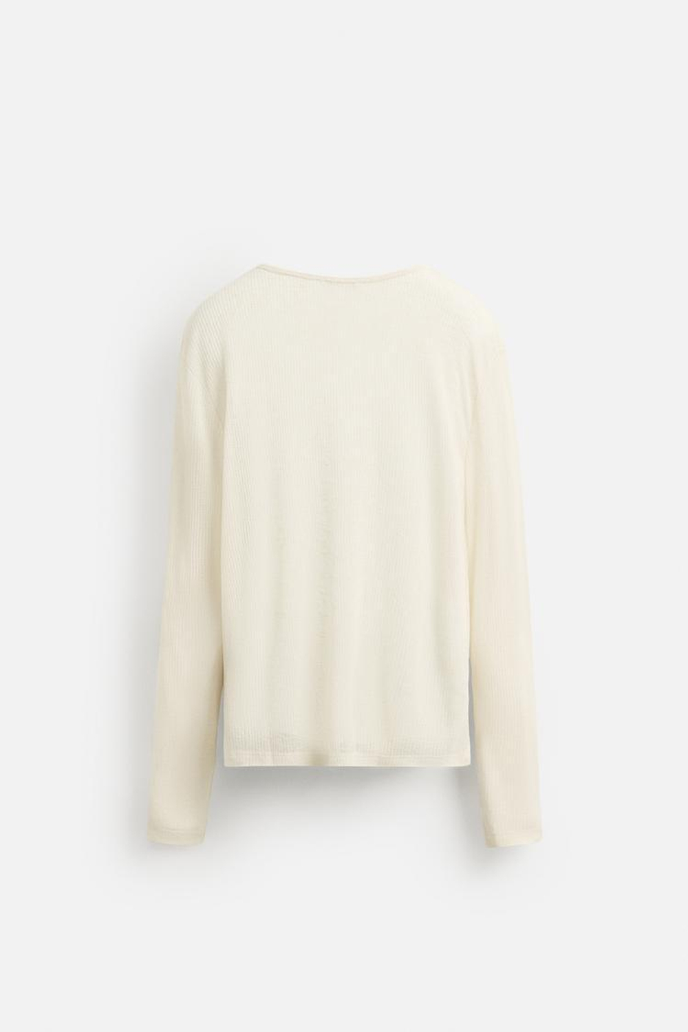 ZARA ФУТБОЛКА ИЗ ПОЛУПРОЗРАЧНОЙ ТКАНИ, ЭКРЮ