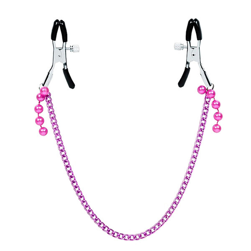Зажимы на соски с розовыми бусинками и длинной цепочкой Bior Toys Notabu NTB-80691