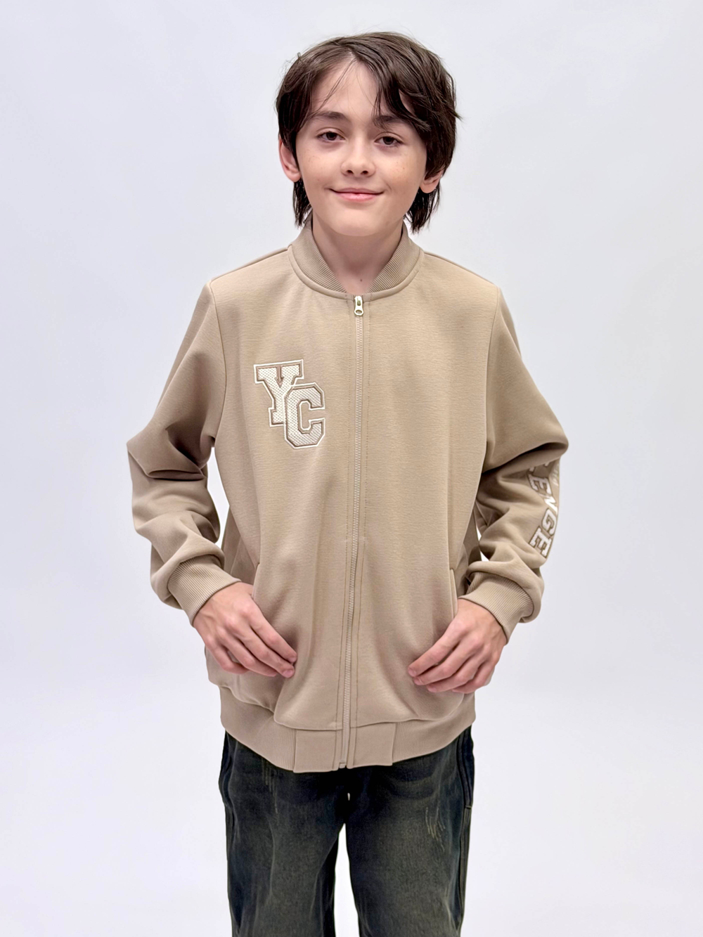 Бомбер трикотажный с начесом для мальчика 9-18 лет Fleur de Vie