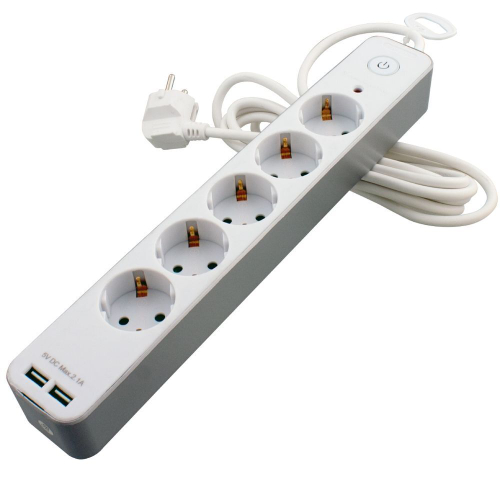 Удлинитель бытовой 5 гн, 3 м, ПВС, 3х1 мм2, с/з, 16 А, выкл, 2 USB разъема, Старт, SP 5x3-ZDV, 15810