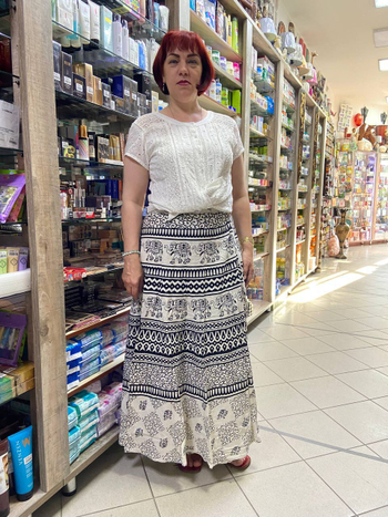 Юбка на запах хлопок слоны веточки геометрия цвет черный белый free size (40-52) Хлопок 100%