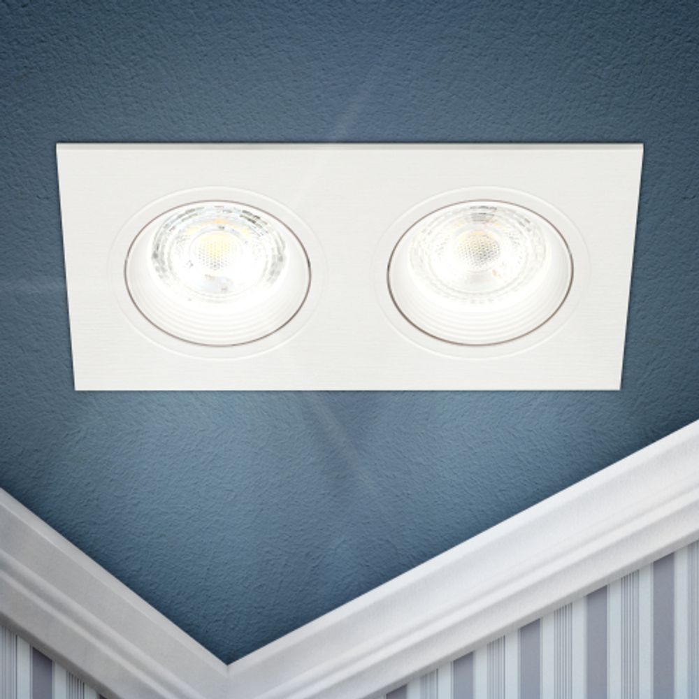 Встраиваемый светильник декоративный ЭРА KL92-2 WH MR16/GU5.3 белый, пластиковый | Декоративные встраиваемые светильники