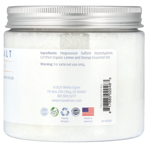 White Egret, крем с английской солью, цитрус, 454 г (16 унции)