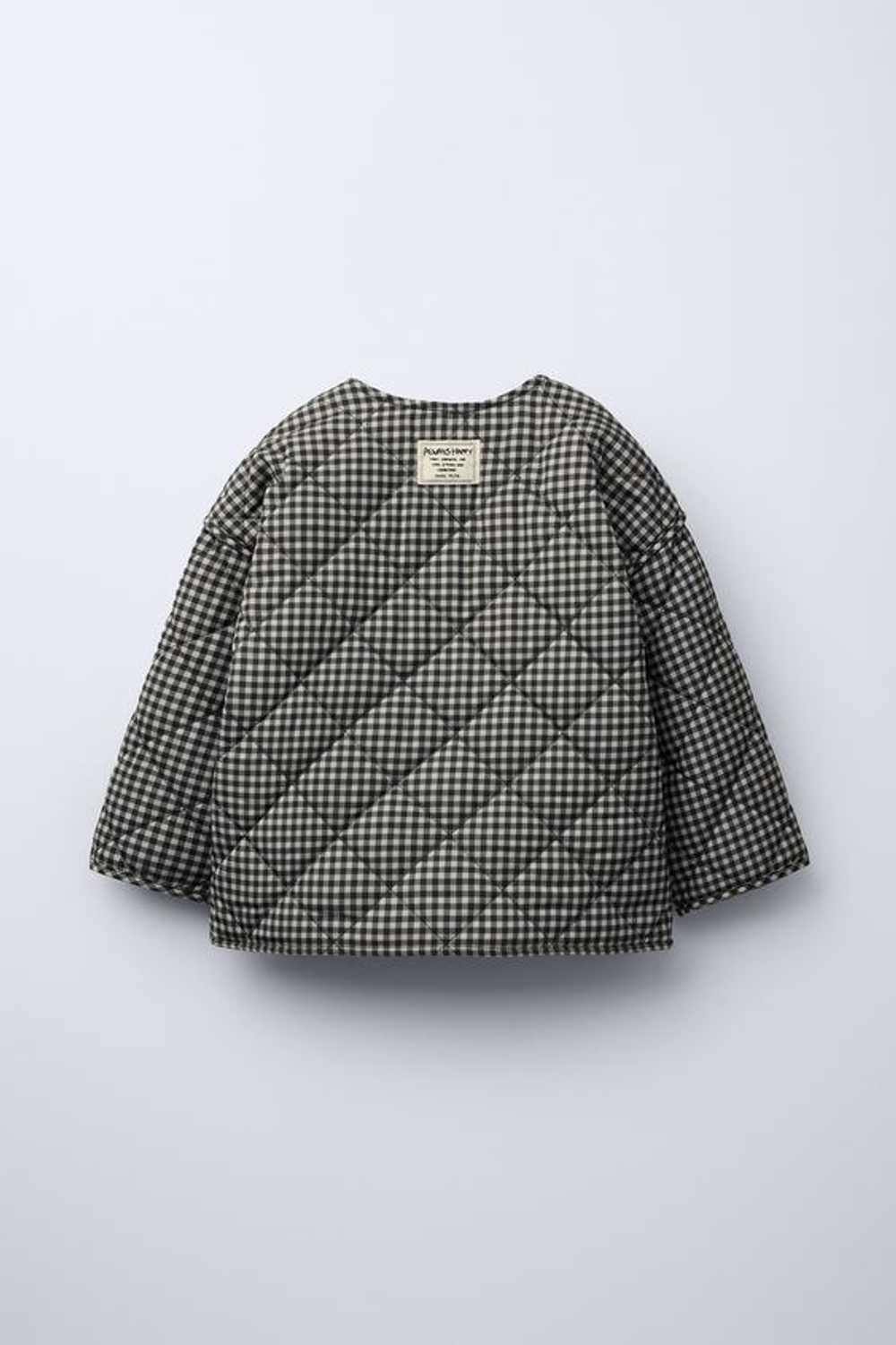 ZARA СТЕГАНАЯ КУРТКА В КЛЕТКУ ВИШИ, ЧЕРНЫЙ/ЭКРЮ