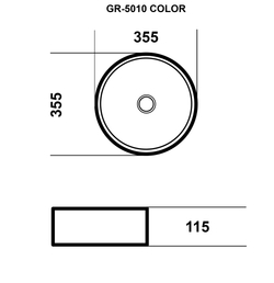 Раковина накладная 35,5 см Grossman GR-5010GLW золото белая внутри