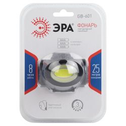 Фонарь налобный светодиодный ЭРА GB-601 на батарейках мощный яркий 3 режима черный