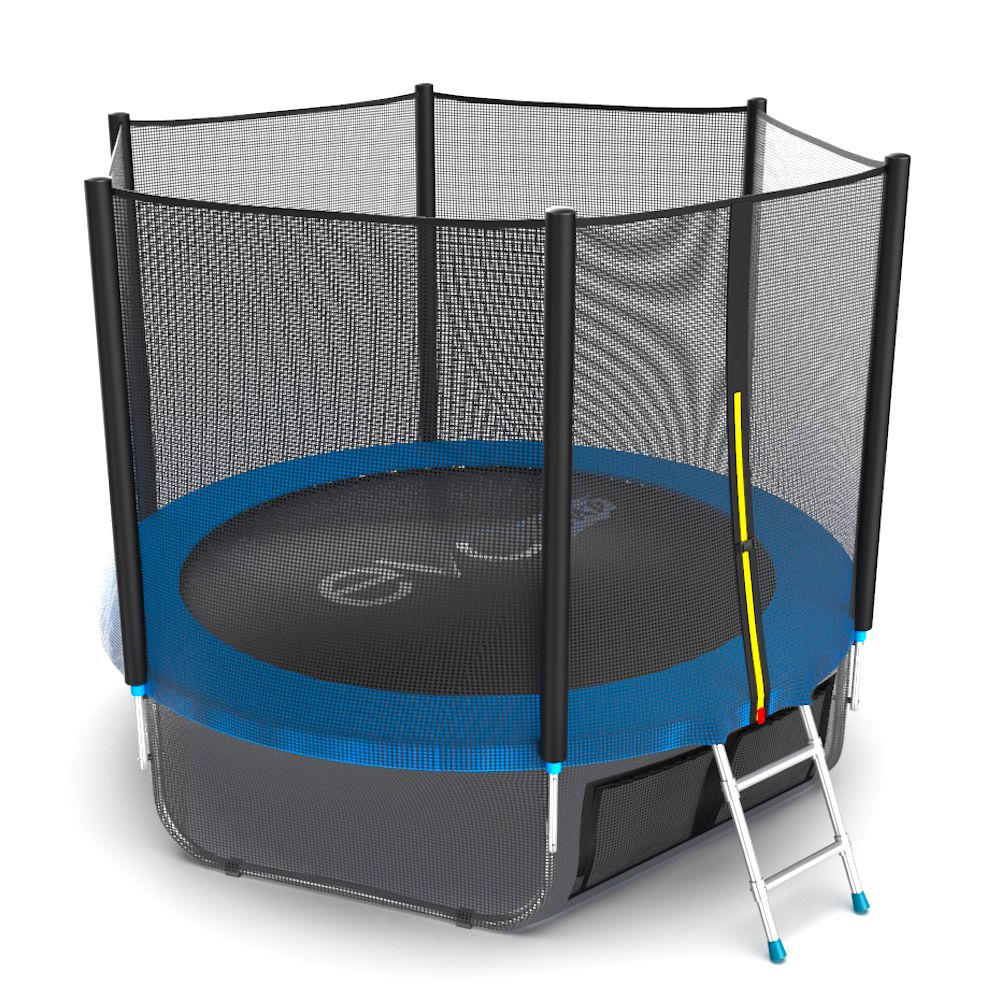 EVO JUMP External 8ft (Blue) + Lower net. Батут с внешней сеткой и лестницей, диаметр 8ft (синий) + нижняя сеть